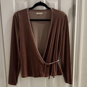 Madewell Brown Velvet Wrap Top